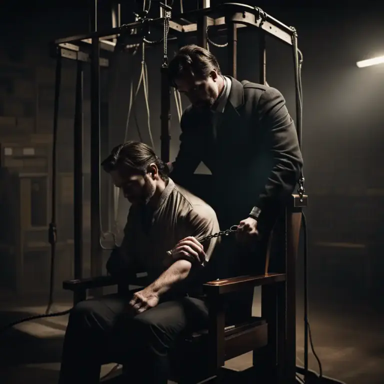 Visual representation of "electrocute" - To execute someone by electricity, as in an electric chair