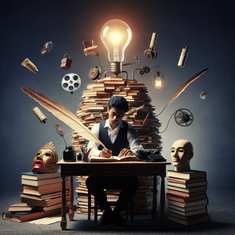 Visual representation of "plotter" - Someone who writes the story for a book, film or play.