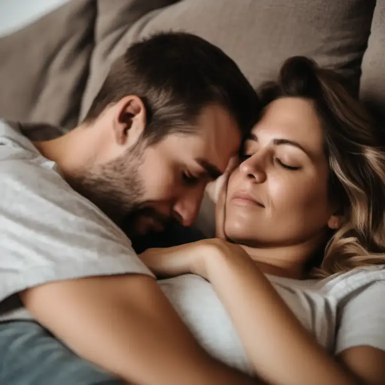 Visual representation of "cosy up to" - To move close to someone or something for comfort or to show affection.