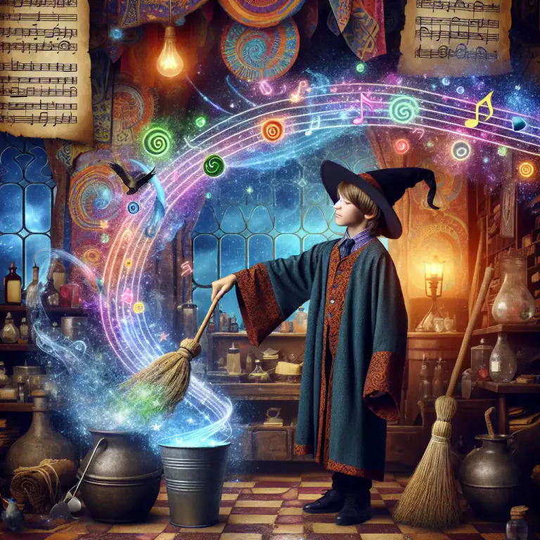 Visual representation of "fantasia" - A movie produced by Walt Disney, which features animated interpretations of popular classical music pieces.