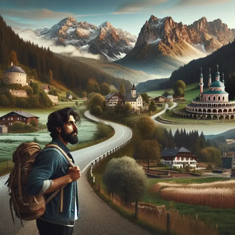 Visual representation of "peregrination" - A long journey or travel, especially by foot, around different places