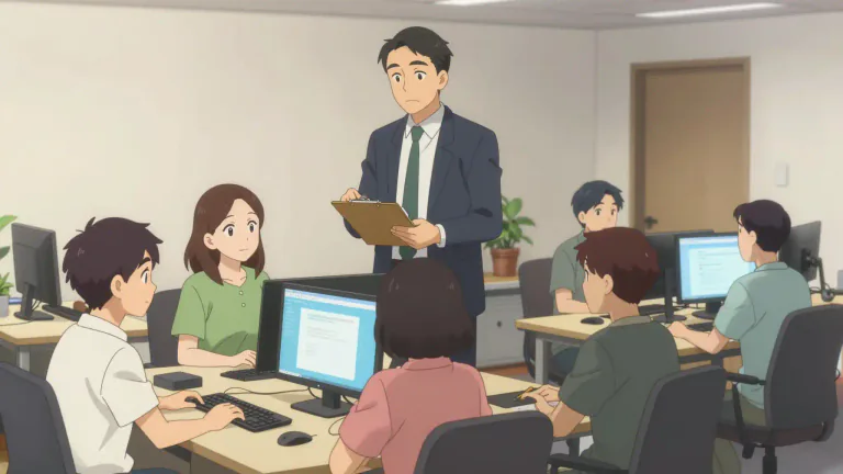 Visual representation of "supervisory" - Relates to the act of overseeing or managing a person or group's work
