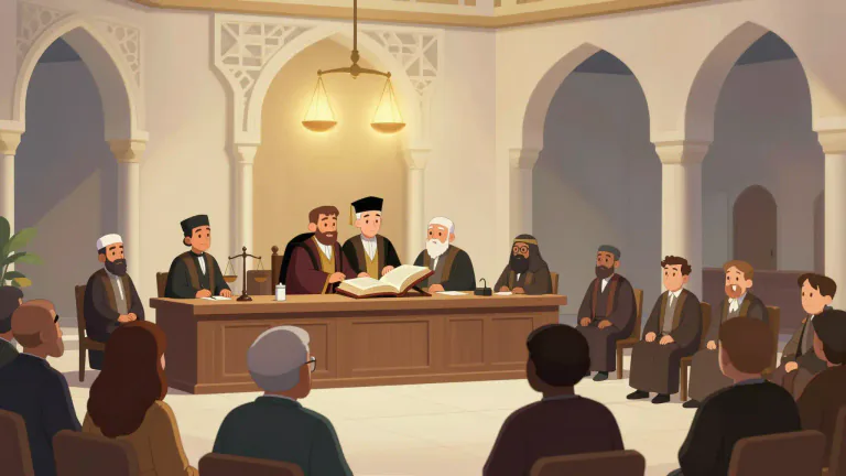 Visual representation of "sharia" - Islamic law based on Quran teachings.