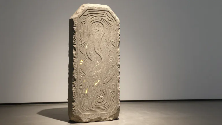 Visual representation of "stele" - A stele can also refer to a modern artistic interpretation of the traditional slab.