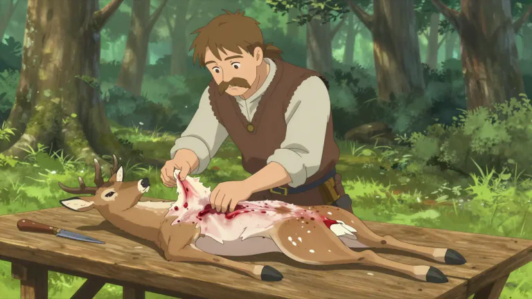 Visual representation of "flay" - To remove the skin from an animal or a person