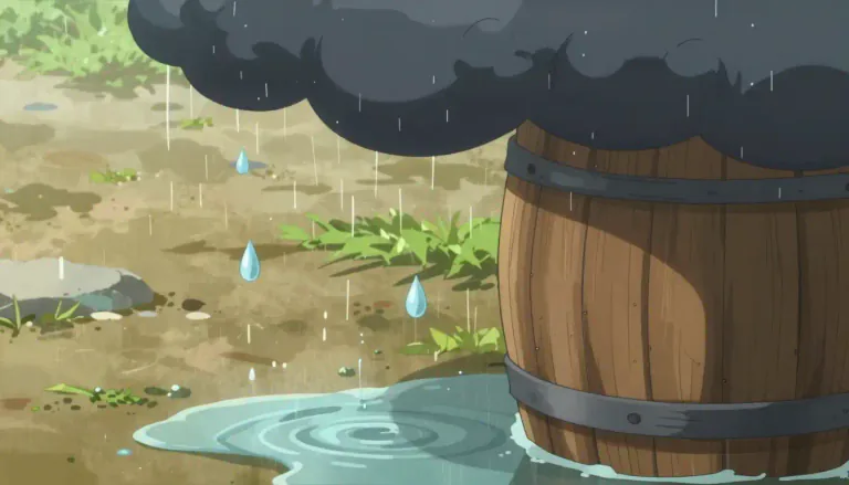 Visual representation of "rainwater" - Water that falls from clouds as rain.