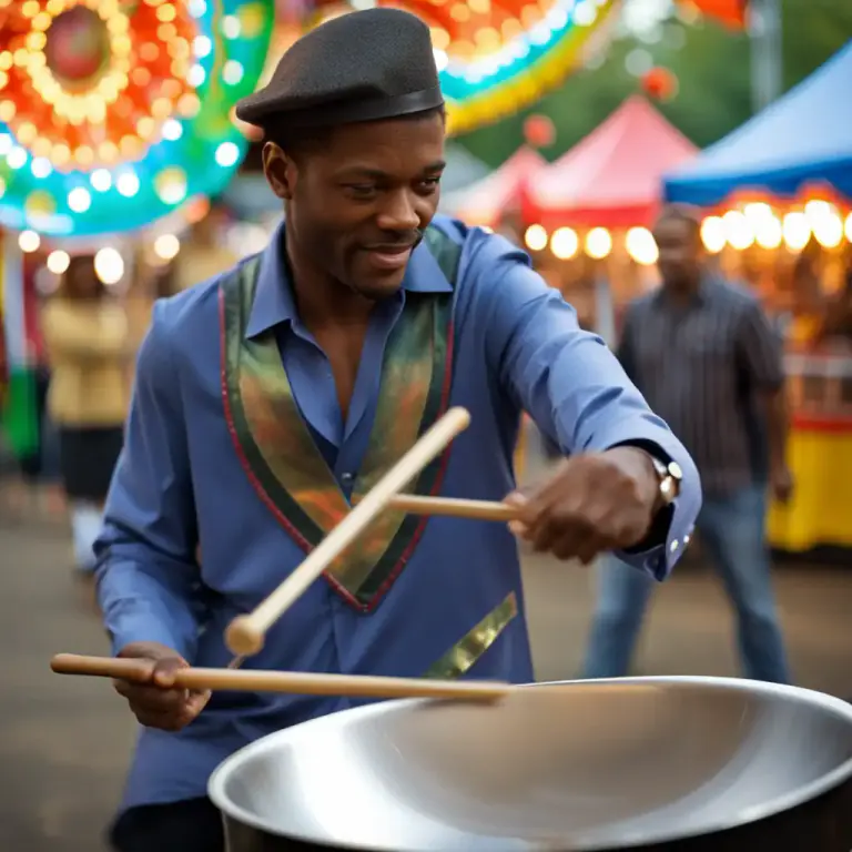 Visual representation of "pan" - A leaf-shaped instrument made of steel with a series of notes, played by hitting it with a stick. It is a popular musical instrument in the Caribbean.