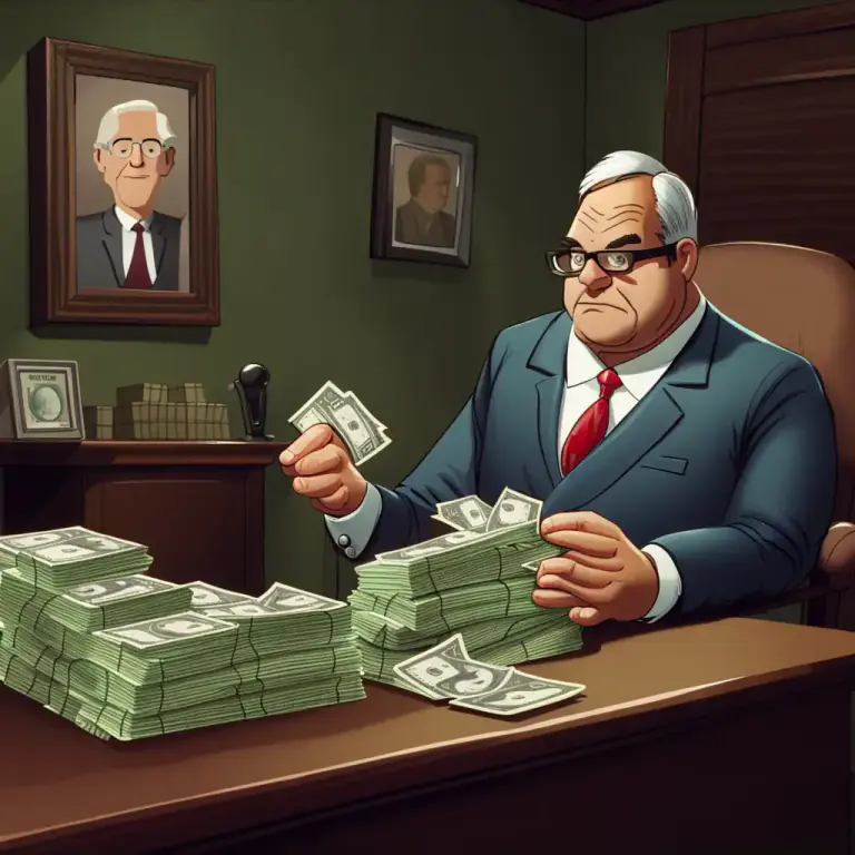 Visual representation of "be on the take" - To be taking bribes or engaged in corrupt actions, particularly in a position of power or authority.