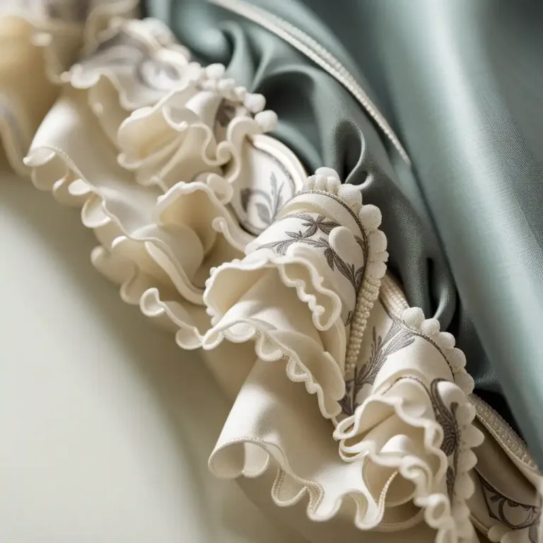 Visual representation of "ruche" - A decorative fabric trim, often used in upholstery and home decor.