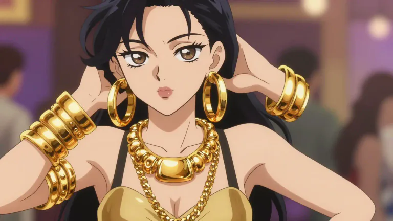 Visual representation of "brassy" - Looking or sounding loud, flashy, or showy