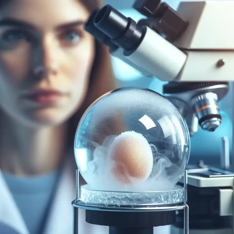 Visual representation of "vitrification" - The process of converting cells or tissues into a glass-like state by rapid freezing.