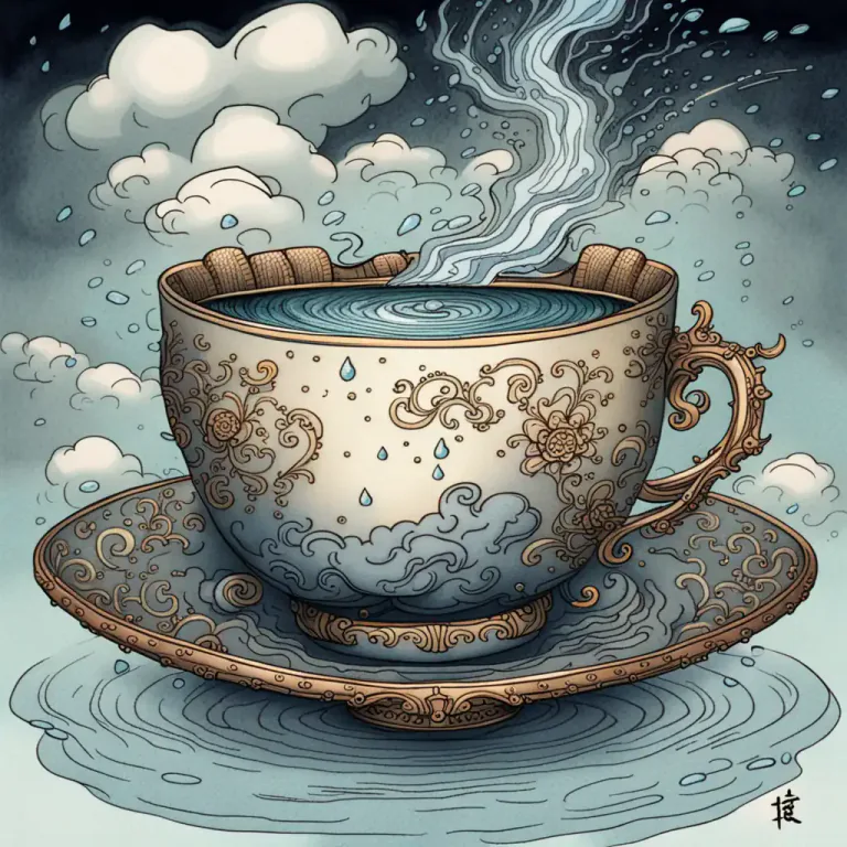 Visual representation of "a storm in a teacup" - A lot of unnecessary worry and anxiety about a matter that is not important.