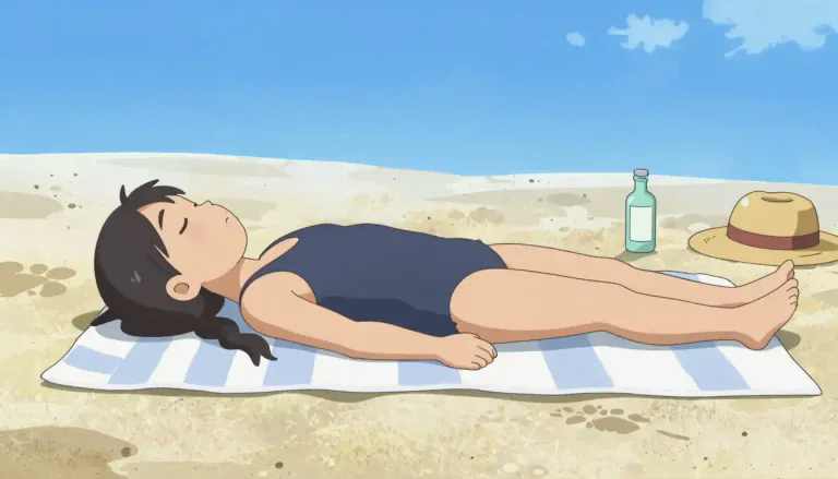 Visual representation of "sunbath" - A period of time spent lying in the sun.