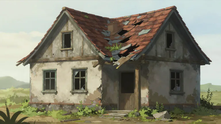 Visual representation of "dilapidated" - Something very old, broken, and not cared for.