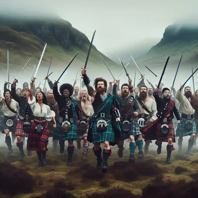 Visual representation of "slogan" - In history, a war cry or gathering cry used by Scottish Highland clans