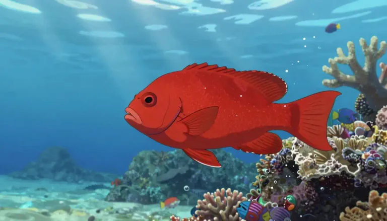 Visual representation of "garibaldi" - A kind of bright red fish found in the Pacific Ocean