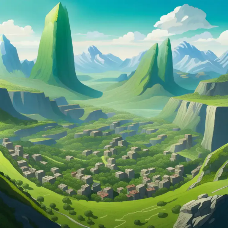 Visual representation of "basin" - An area of land that is lower than and surrounded by higher parts