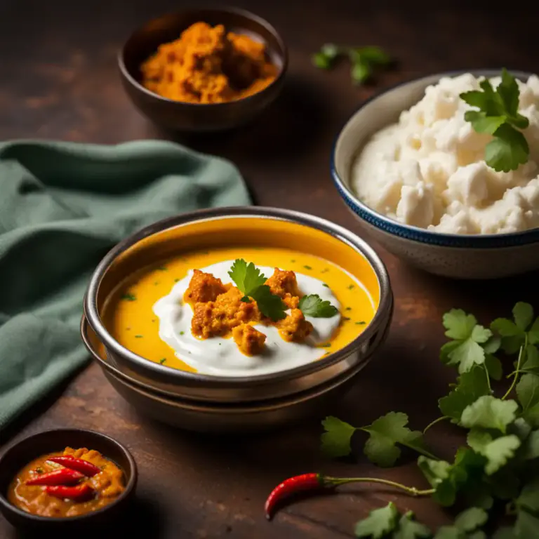 Visual representation of "curd" - A type of food in Indian cooking made from curdled milk.