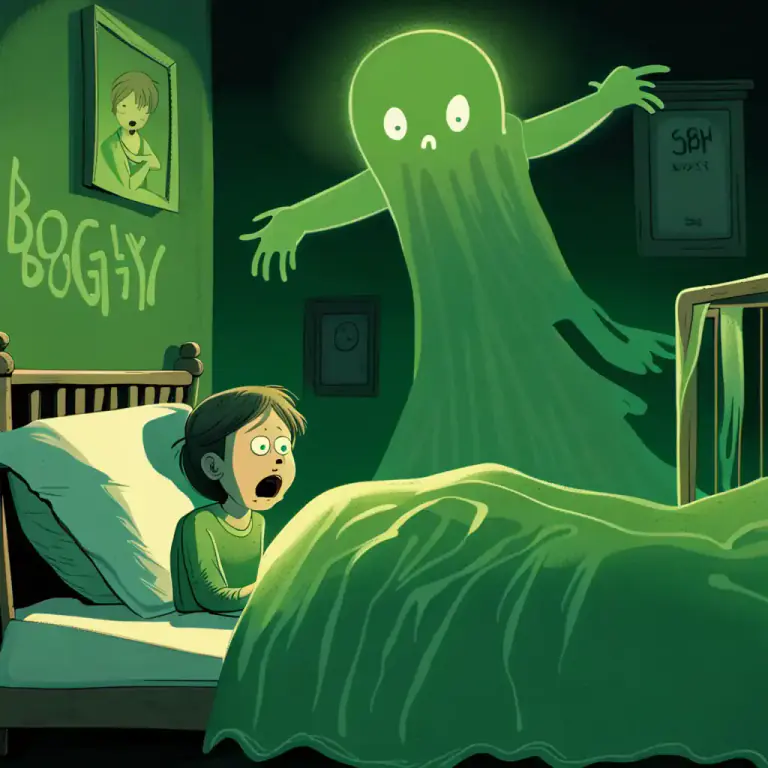 Visual representation of "bogey" - A bogey is also an imaginary evil character or spirit. Children are often told that the 'bogey' will get them if they misbehave.