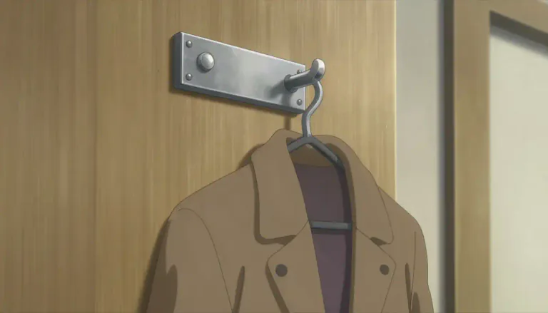 Visual representation of "hook" - A metal or plastic device used for catching or holding things, especially one attached to a surface to hang something on.