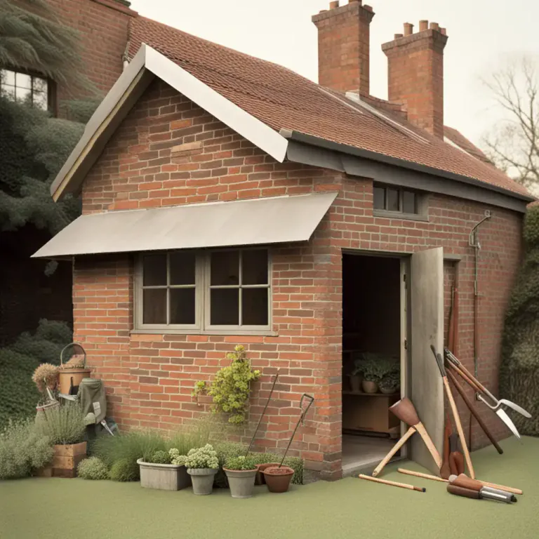 Visual representation of "lean to" - A simple type of building attached to another building, often for shelter or storage.