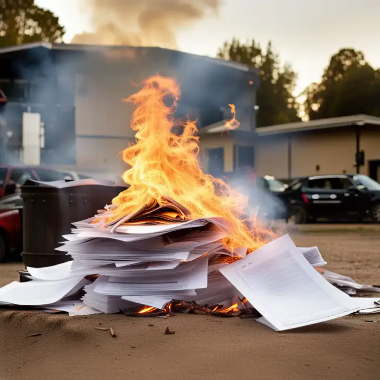 Visual representation of "shred" - destroy by fire