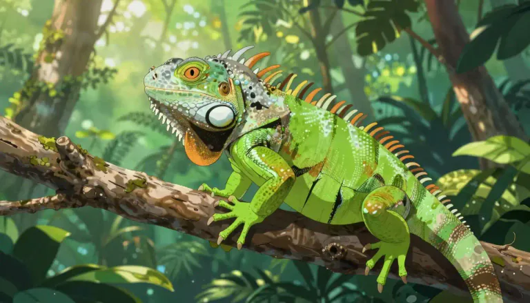Visual representation of "iguana" - A large lizard that lives in Central and South America and the Caribbean