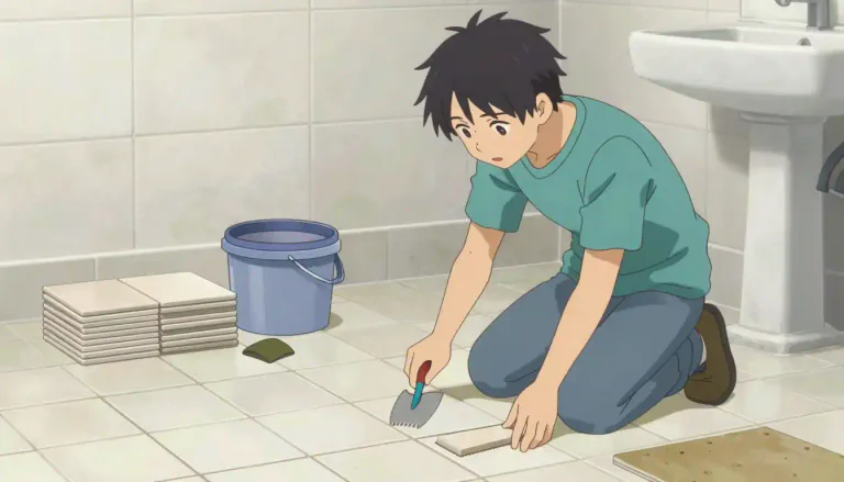 Visual representation of "tiler" - A person who puts tiles on roofs, walls or floors.