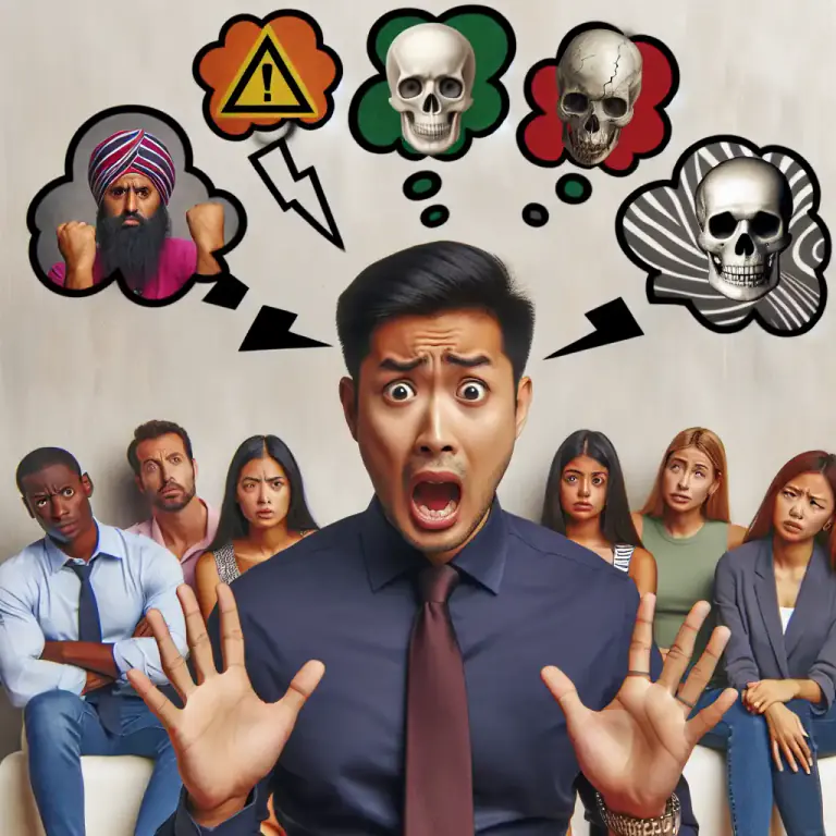 Visual representation of "alarmist" - Causing unnecessary fear or concern about possible danger or problems.