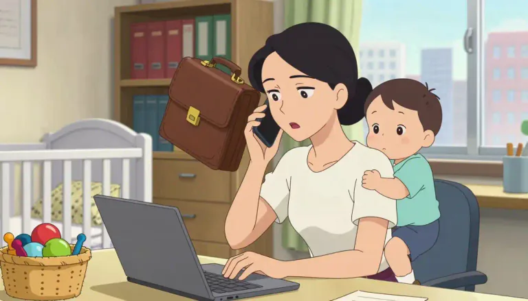 Visual representation of "superwoman" - A woman who is able to do multiple tasks at the same time, especially handling work and family