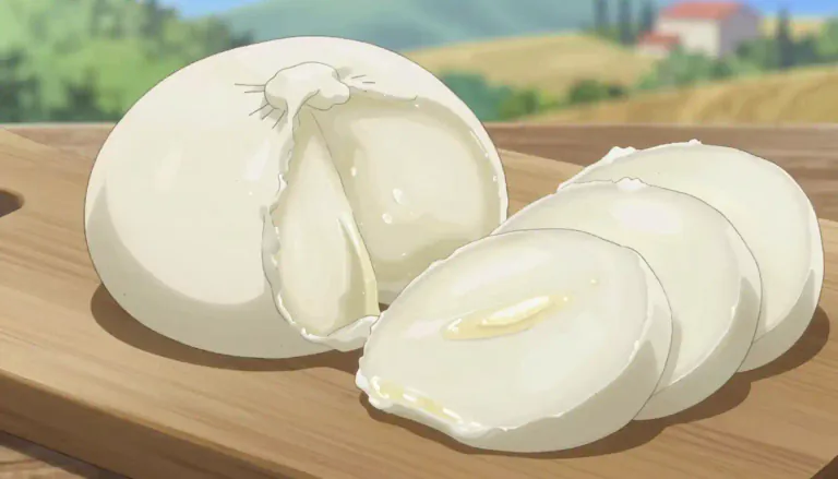 Visual representation of "mozzarella" - A type of soft white cheese from Italy
