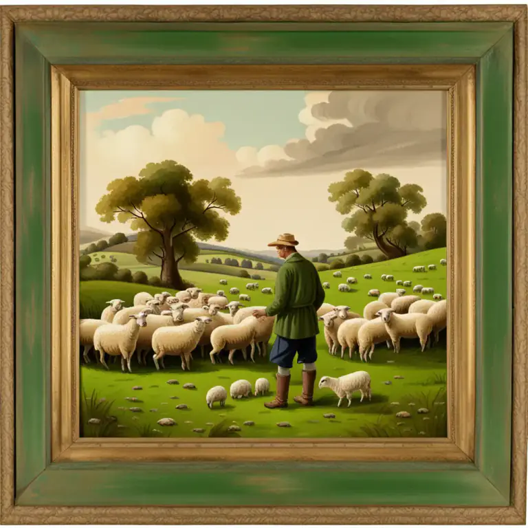 Visual representation of "pastoral" - Related to farm animals and taking care of them
