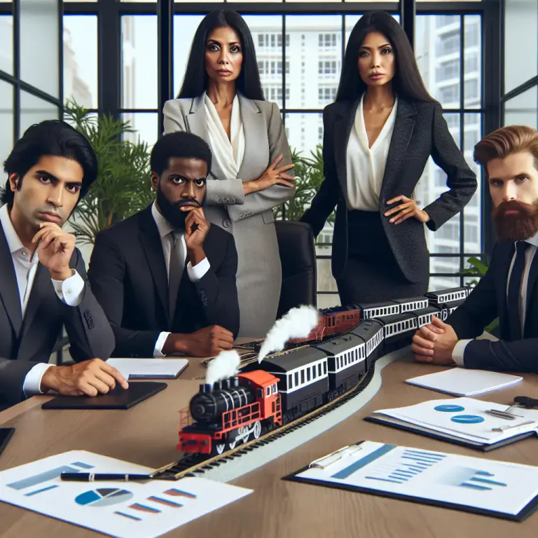 Visual representation of "derail" - To make a plan or an idea fail or be ruined.
