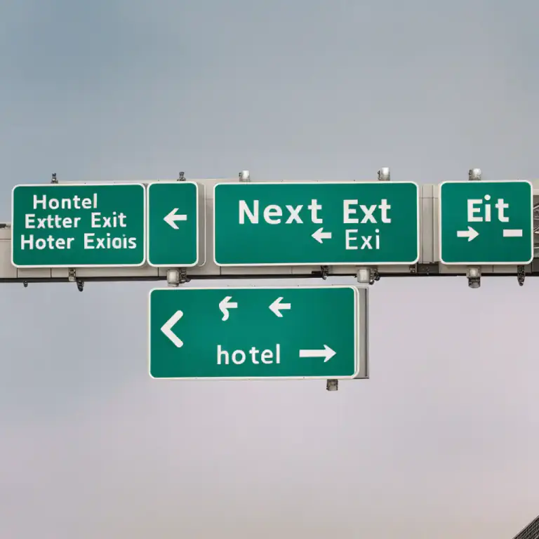 Visual representation of "exit" - A point where a highway or road connects to another road or to nearby facilities