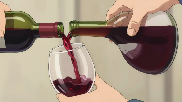 Visual representation of "decant" - To slowly pour a liquid from one container into another, usually to separate it from any sediment