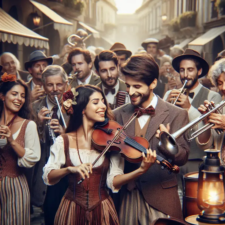 Visual representation of "trad" - In a traditional way, typically used in music.