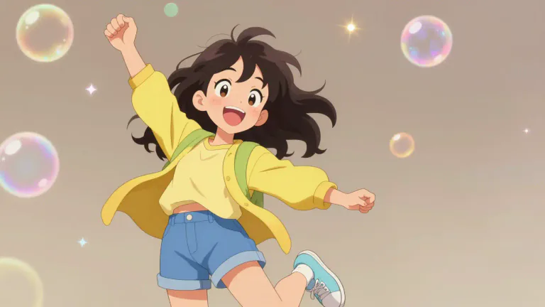Visual representation of "bubbly" - Being cheerful and full of energy
