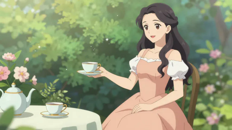 Visual representation of "ladylike" - Behaving in a way that is thought to be typical or suitable for a woman, especially in showing politeness, gentleness or grace.