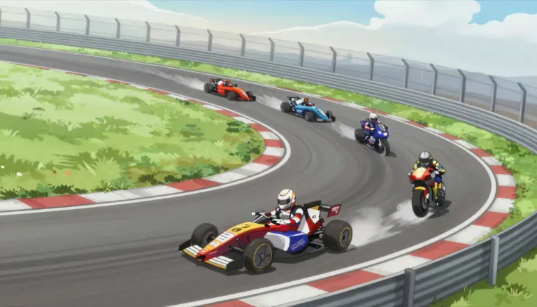 Visual representation of "speedway" - A racing track for motorcycles or cars.