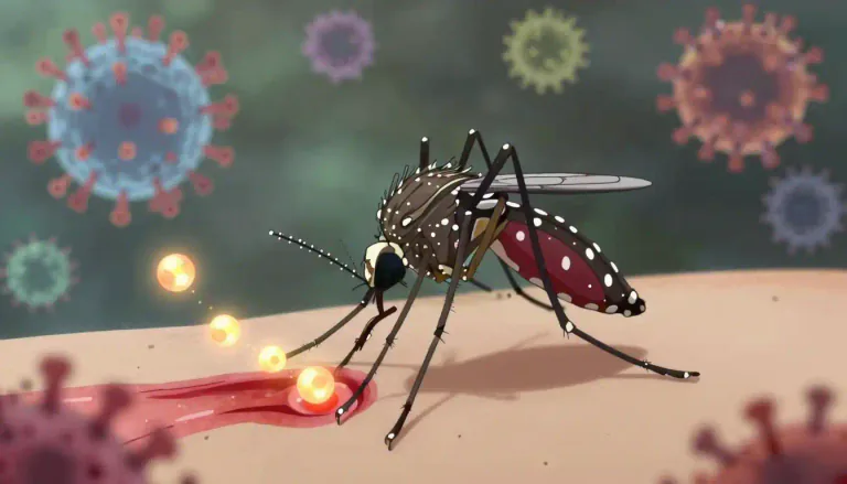 Visual representation of "flavivirus" - A genus of viruses transmitted primarily by arthropods and associated with diseases such as dengue fever, Zika virus, and West Nile virus.