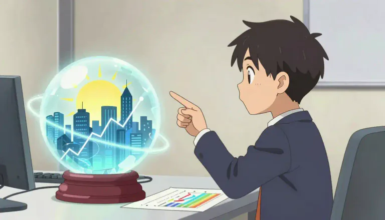 Visual representation of "predict" - To say what will happen in the future, often using reason or experience.