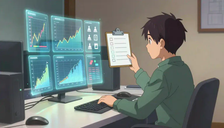 Visual representation of "watchlist" - A list of stocks, shows, or individuals being monitored.