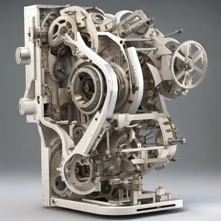 Visual representation of "bride" - A part in a machine, especially one that moves up and down to touch and move another part.