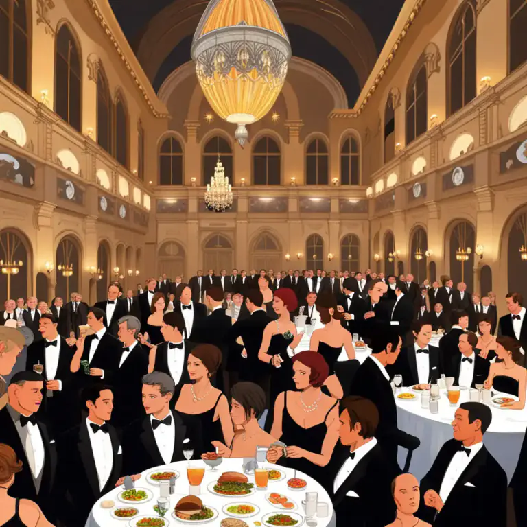 Visual representation of "black tie" - Describes an event, gathering, or function that requires attendees to dress in a specific, formal fashion, typically requiring men to wear a black bow tie along with formal wear.