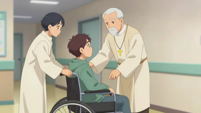 Visual representation of "chaplain" - A religious leader assigned to a specific institution or community, like a hospital, school, or prison.