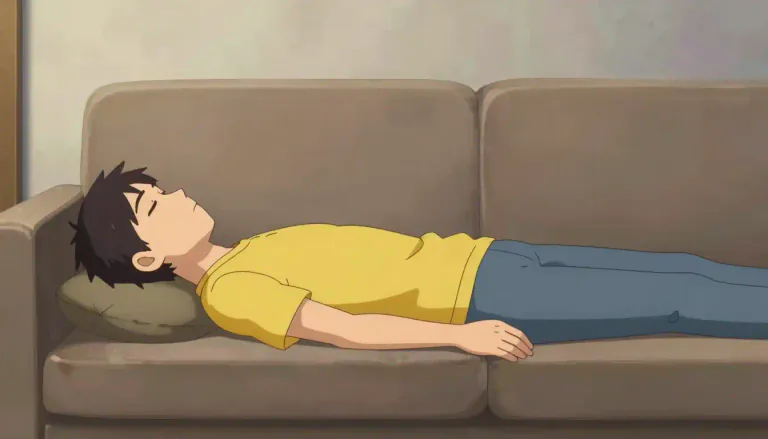 Visual representation of "recumbent" - Someone or something lying down or resting in a flat position