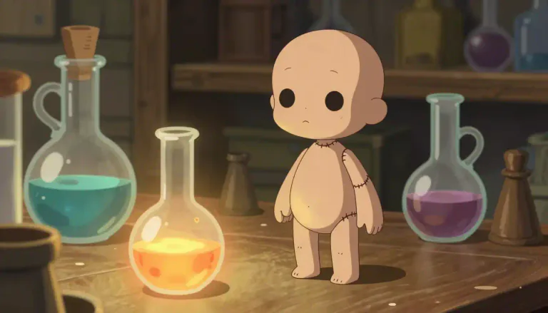 Visual representation of "homunculus" - A small, artificial human or humanoid figure, especially in legends and fairy tales.