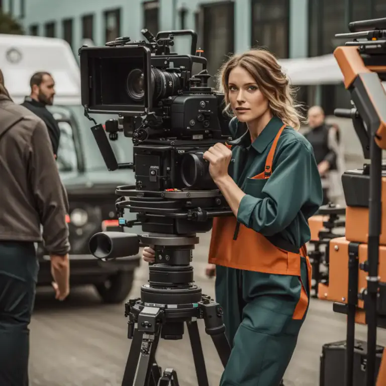 Visual representation of "grip" - A person who moves and sets up equipment in a film or TV set