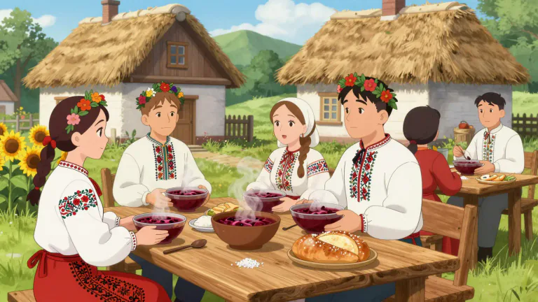 Visual representation of "ukrainian" - Relating to the cultural aspects of Ukraine, including customs, food, and traditions.
