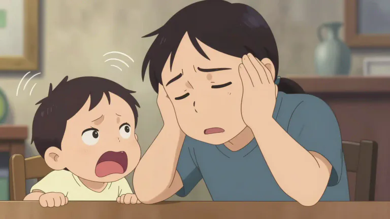 Visual representation of "whiny" - Having a sound and tone that is irritating and annoying, typically in a high pitch